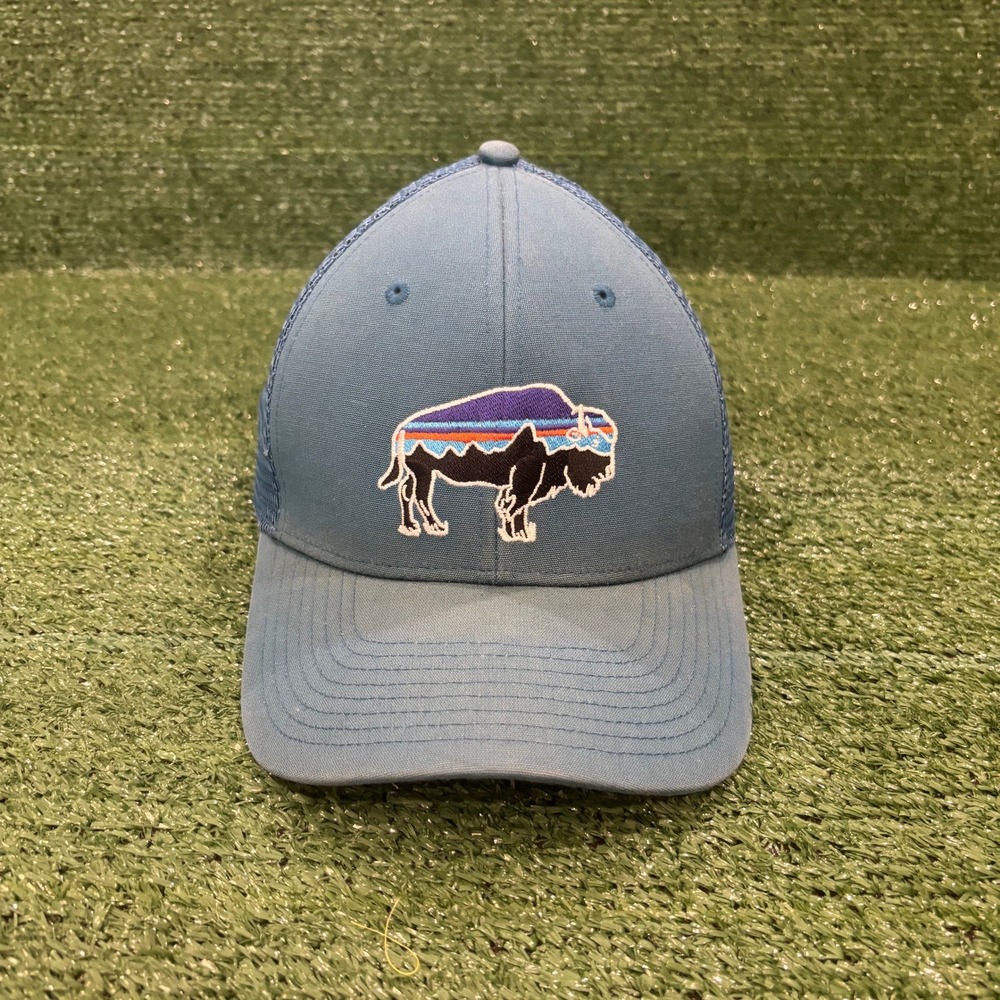 Patagonia Trucker Hat Unisex OSFA Blue Good Fitz Roy Bison Snapback